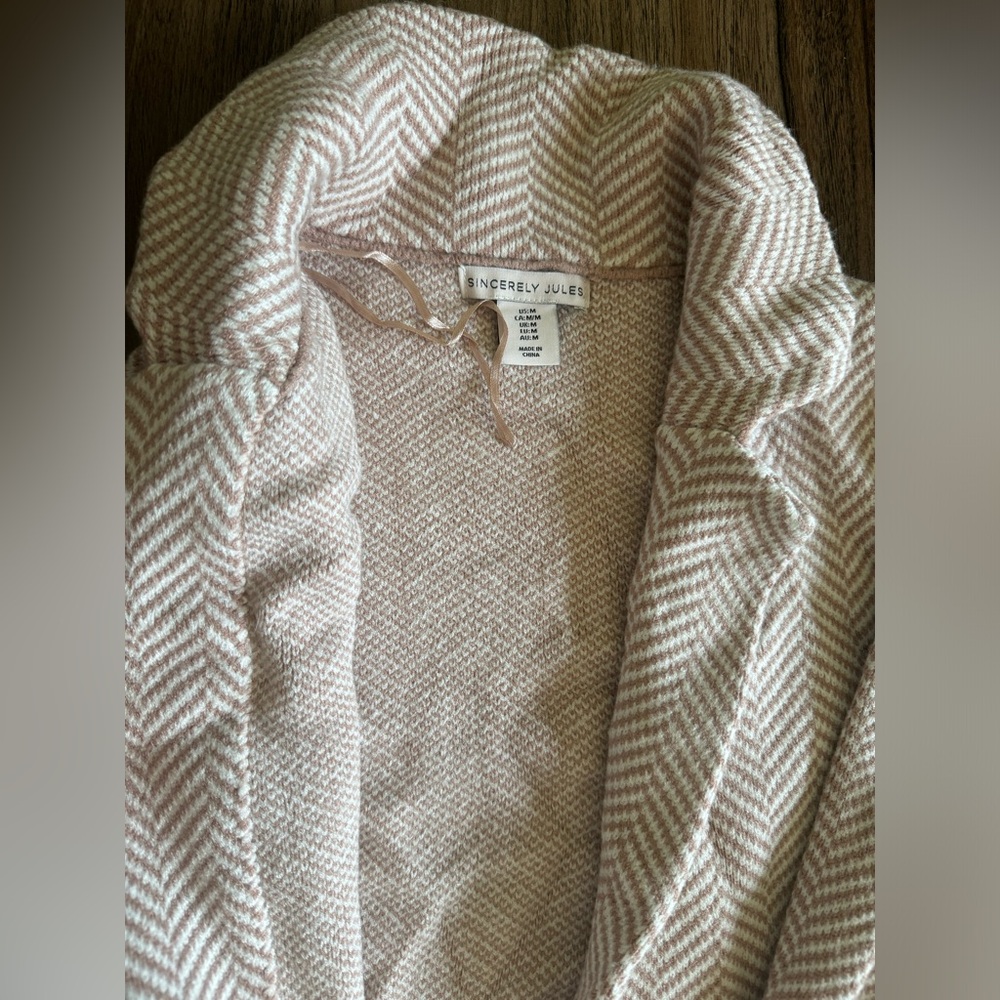 White and Tan Striped Cardigan